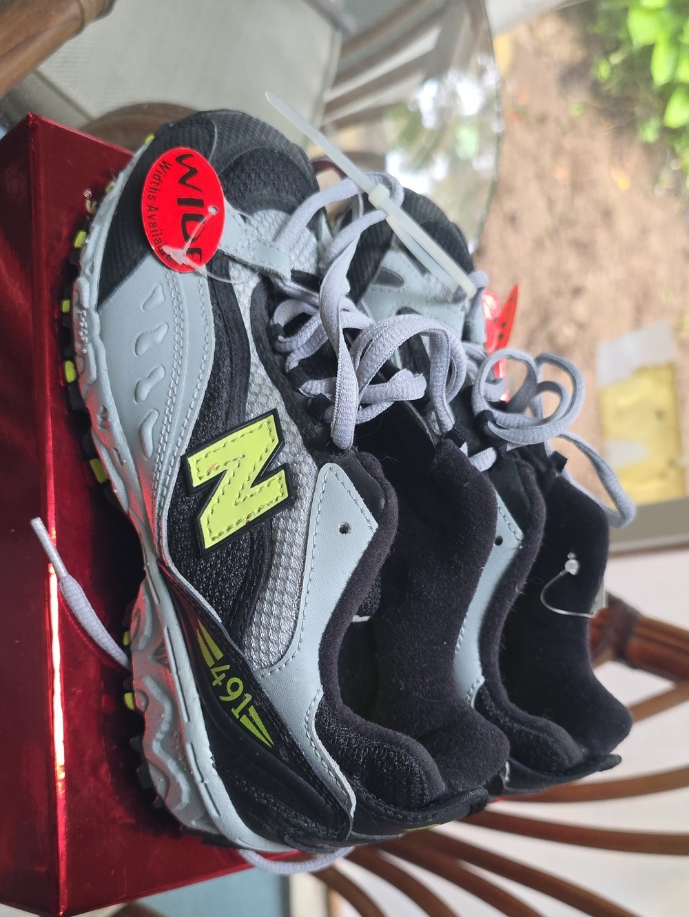 Kids New Balance in Black and Gray with Neon Yellow Accent
